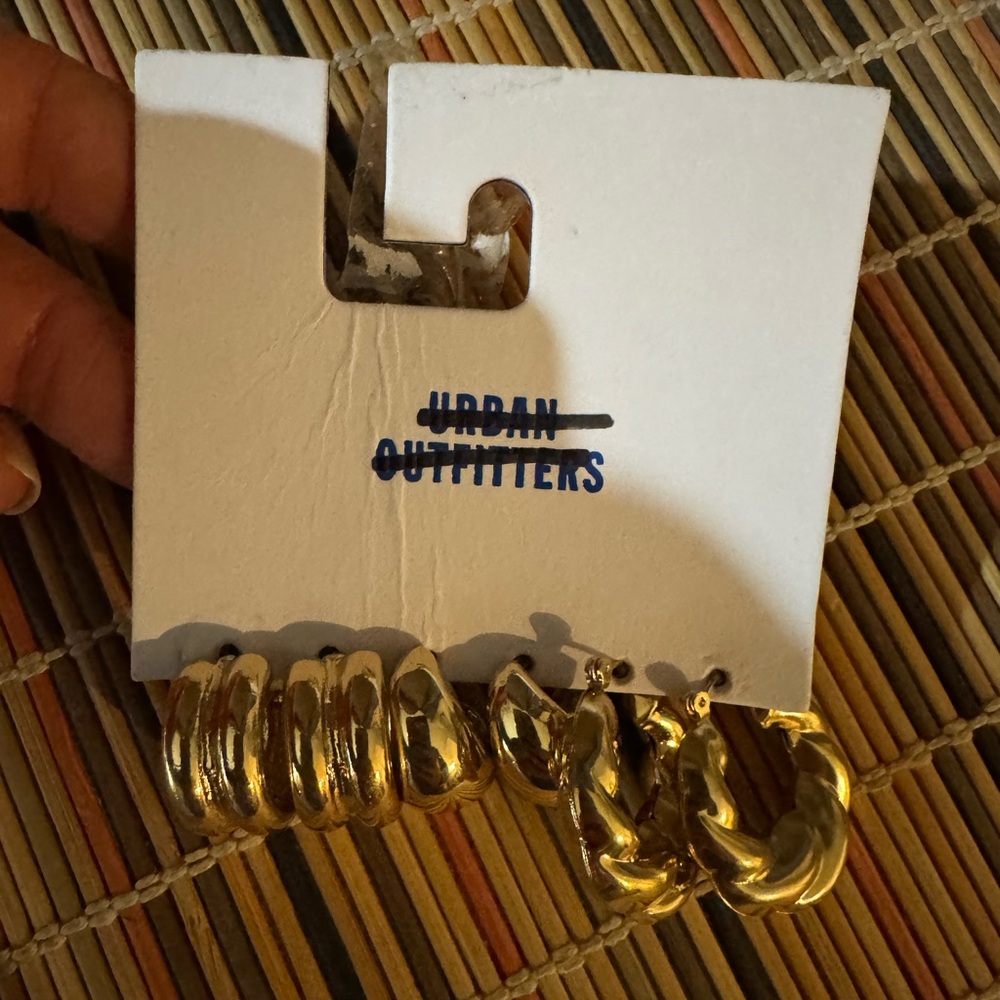 Urban Outfitters gold tone earring trio